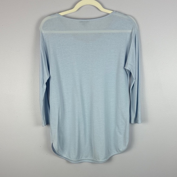 COS Soft Blue Semi Sheer Chic Minimalist Quiet Luxury 3/4 Sleeve XS Top - Picture 7 of 7